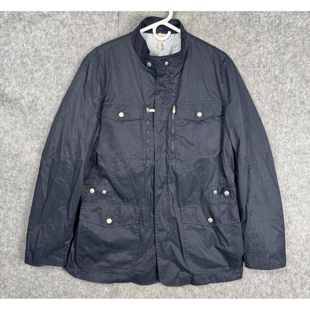 Cortefiel Jacket Coat Men's Large Blue Full Zip Snap Chore Water Resistant